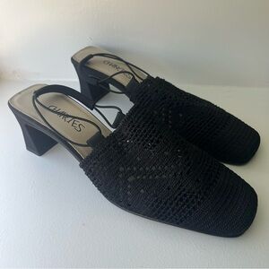 Charlies Black Textured Mules